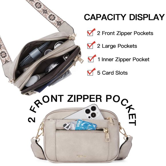 Crossbody Purse Small Crossbody Bags Trendy Vegan Leather With V :3 - Picture 5 of 7